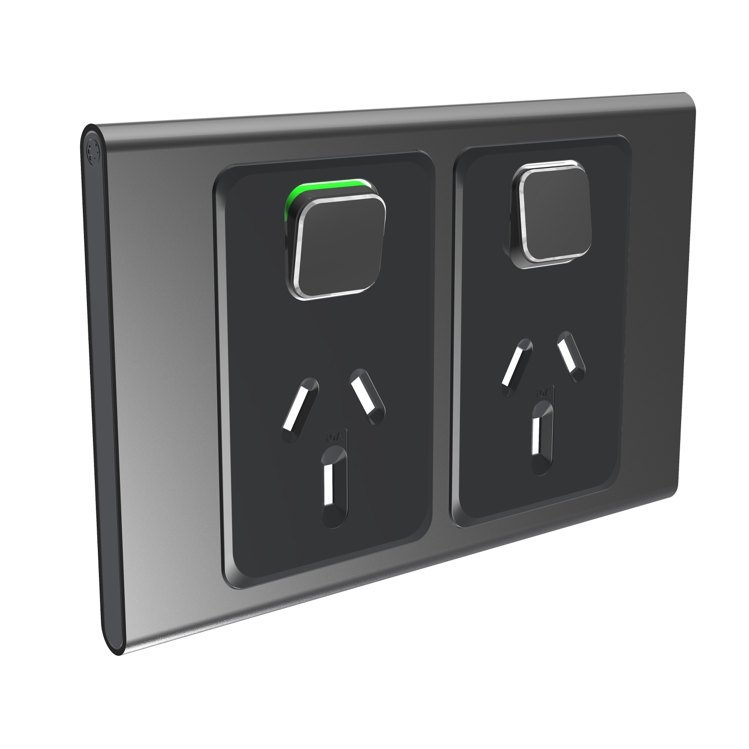 PDLS395C-SH - PDL Iconic Styl, cover frame, 2 switches & 2 sockets, horizontal - Silver Shadow